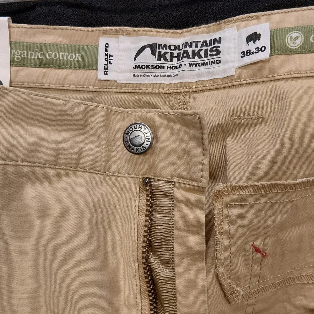 Mountain Khakis All Mountain Pant Relaxed Fit Tan Organic Cotton 38x30 Mens